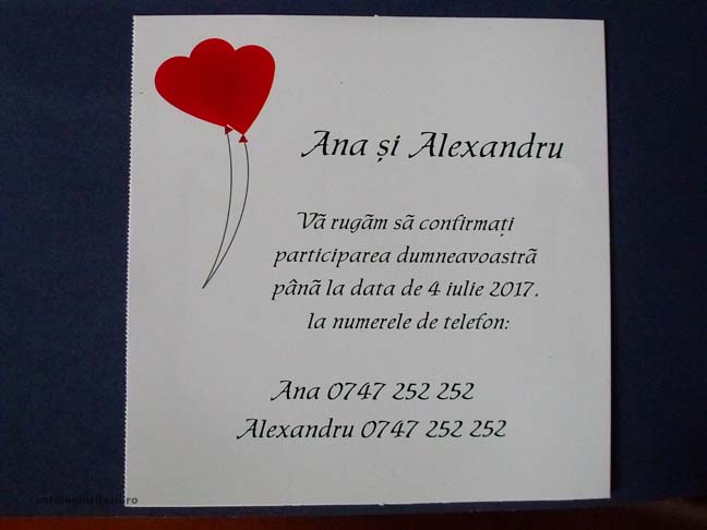 card confirmare baloane inimioare