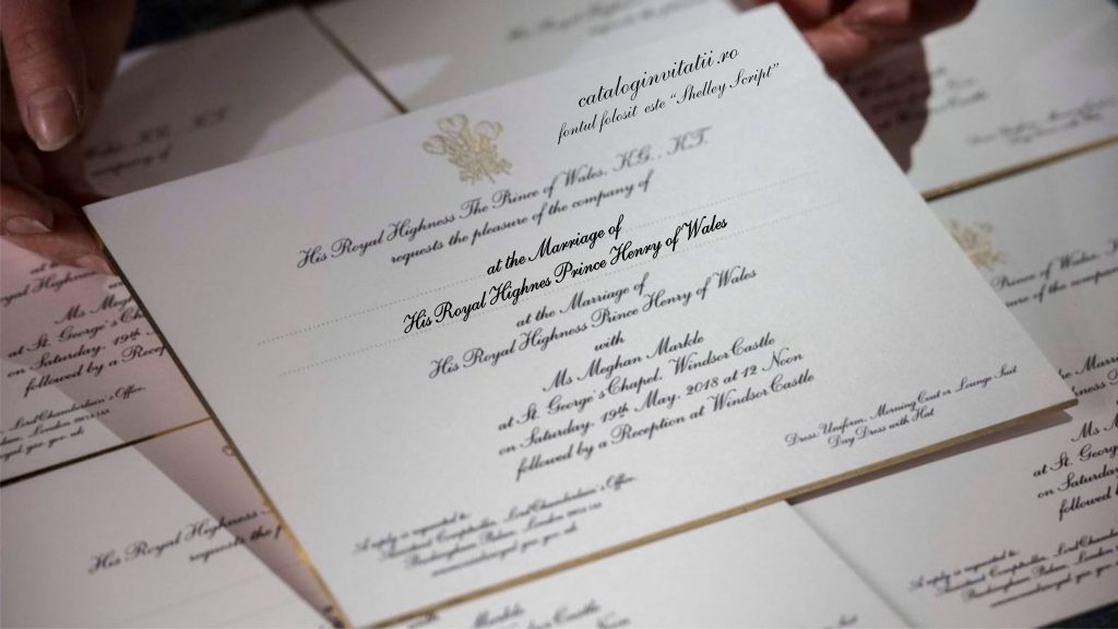 ce font este folosit pe invitatia printului Harry
