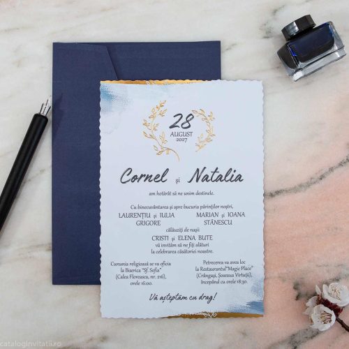 detaliu invitatie cu plic suport