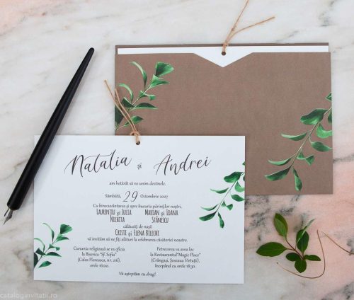 detaliu vedere frontala plic si cartonul pentru text