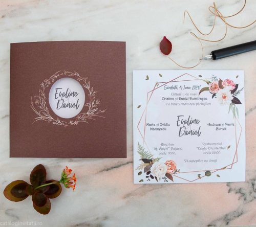 detaliu invitatie si plic teaca