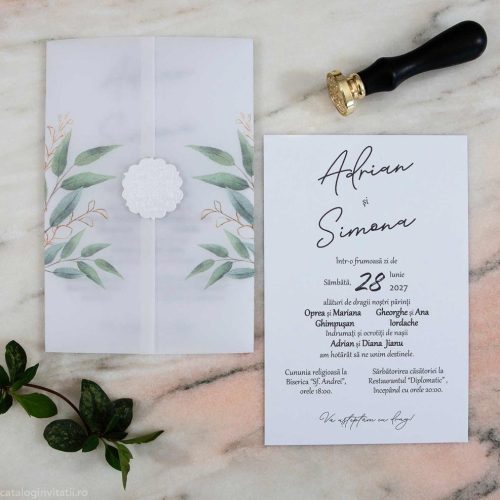 detaliu plan departat invitatie si calc decor vegetal