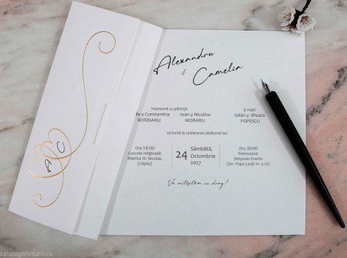 detaliu dubla ipostaza invitatie impaturita si despaturita